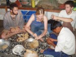 Tourists learning samosaa making