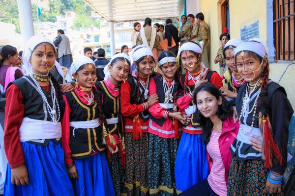 Vidya from Canada with Kumaoni girls